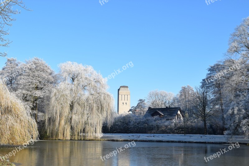 Delmenhorst Graft Water Tower Winter Frost