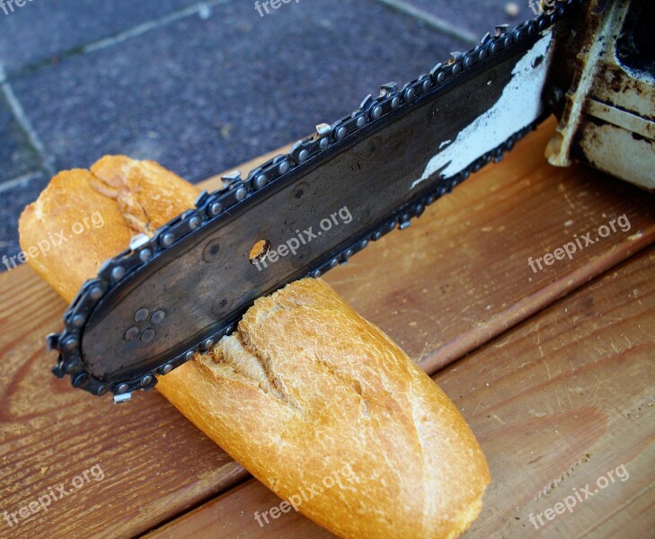 Chainsaw Wood Baguette Bread White Bread