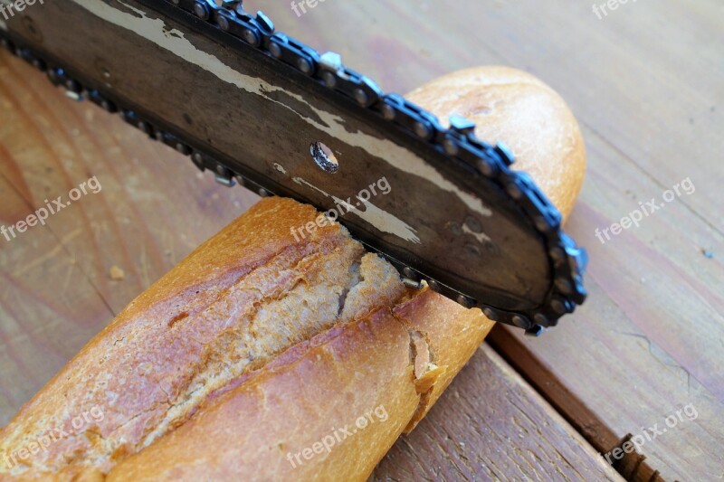 Chainsaw Wood Baguette Bread White Bread