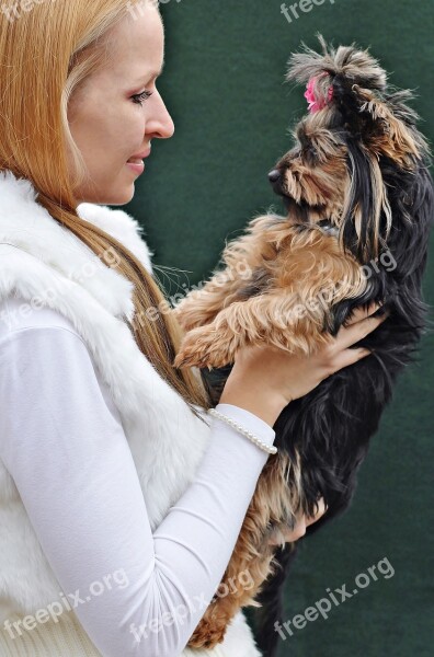 Blonde Girl Yorkie Smile Love Hug