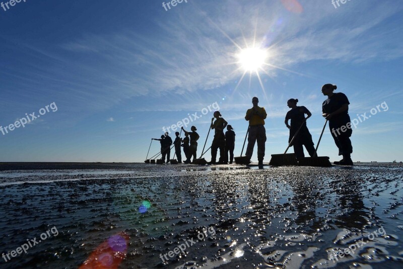 Teamwork Sailors Silhouettes Cleaning Wash Down