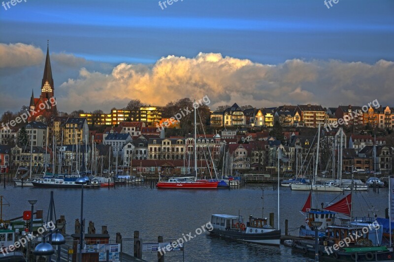 Port City Clouds Sky Winter