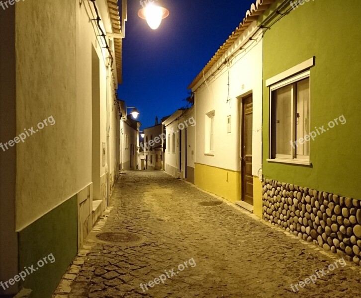 Fishing Village Alley Houses Night Mediterranean