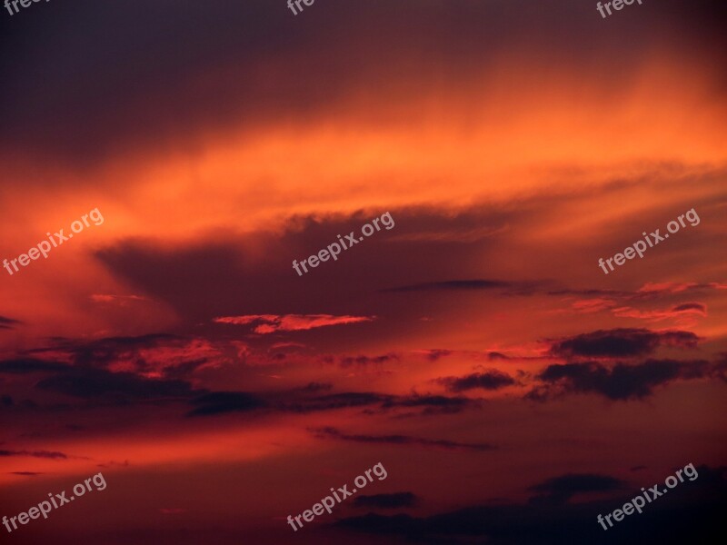 Sunset Wolkenspiel Clouds Sky Evening Sky