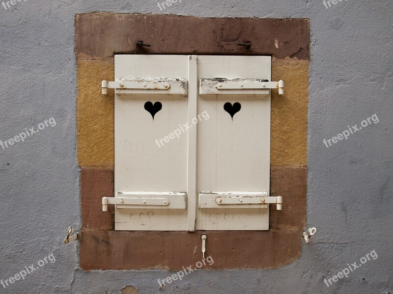 Window Shutters Heart Closed Stone