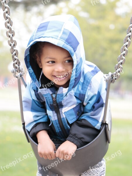 Swinging Happy Park Play Playing