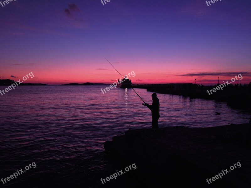 Fisherman Mykonos Greece Violet Abendstimmung