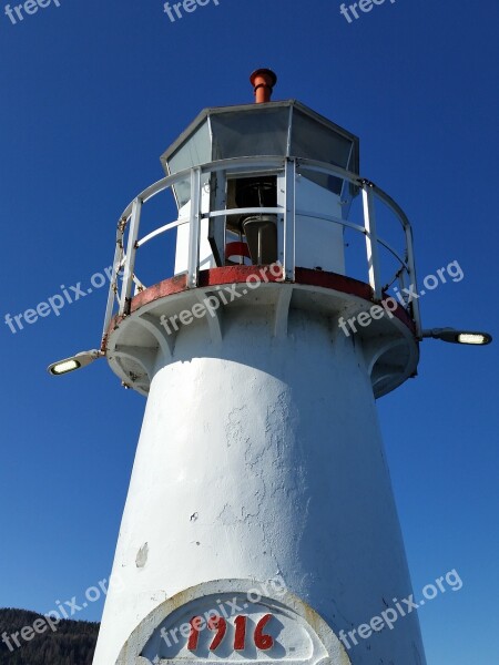 Lighthouse Sea Blue Sky Norway Trondheim