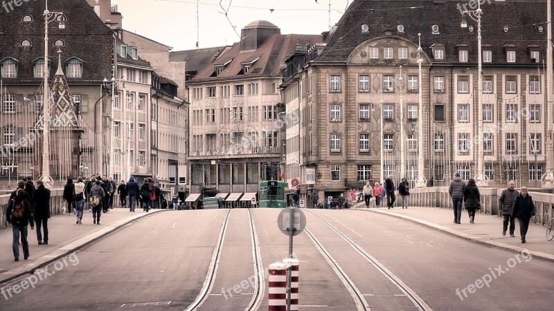 Basel Architecture Middle Rhine Bridge Crossing The Rhine Sepia