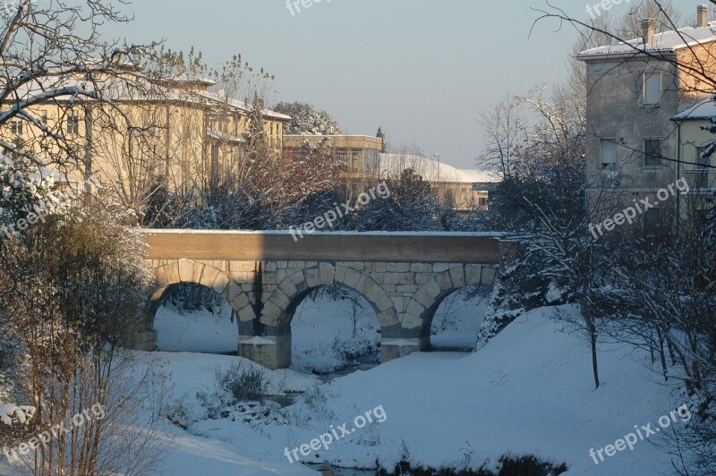 Savignano On The Rubicon Snow Roman Bridge History Romagna