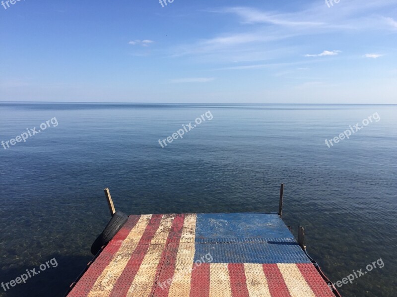 America American Flag Water Lake Dock