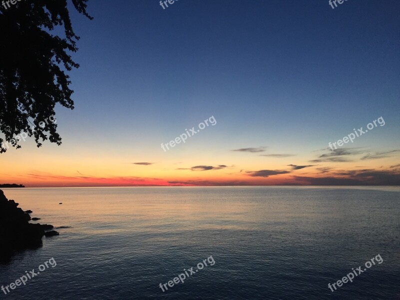 Sunset Lake Lake Ontario Evening Cloud