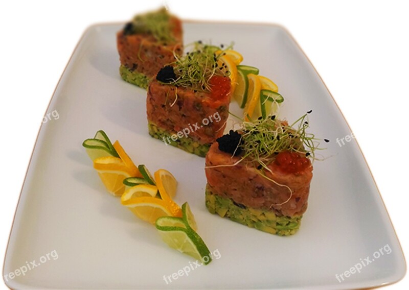 Salmon Food Tartar Restaurant Plate