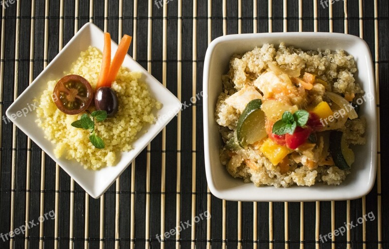 Cuscus Quinoa Vegetables Healthy Food Salads