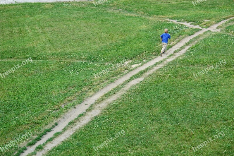 Away Green Meadow Run Child