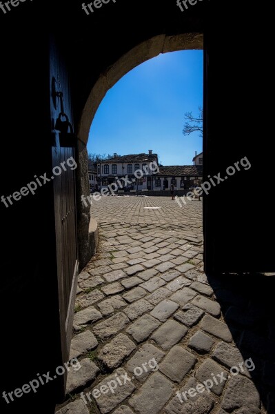 Cobblestone Door Opening Old Town