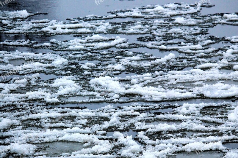 River Ice Floes Water Frozen Plaice