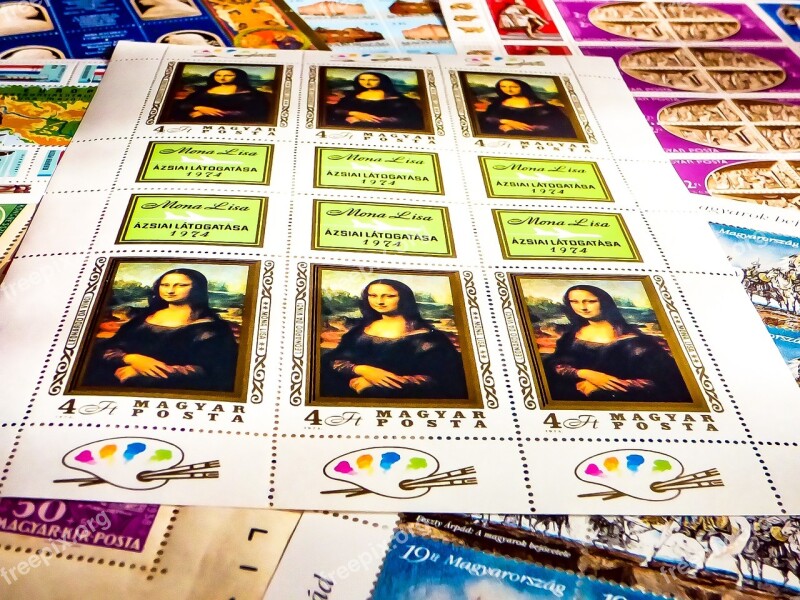 Stamp Postal Collection Mona Lisa Hungarian