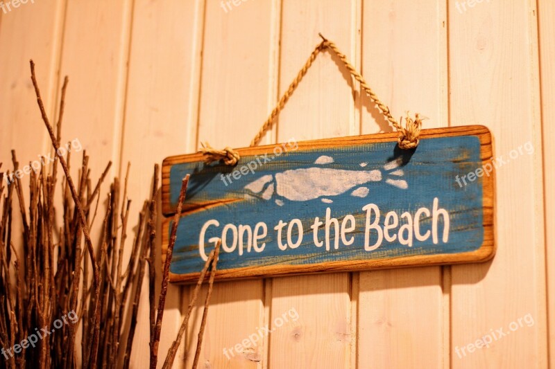 Shield Wooden Sign Gone To The Beach Wood Motto