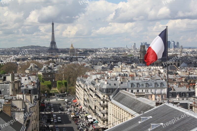 Paris Pantheon Architecture City Flag