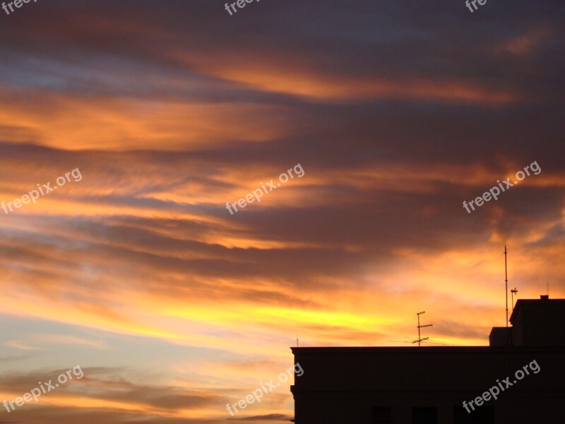 Clouds Eventide Gold Sunset Urban