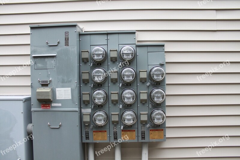 Meter Electric Building Tan Siding