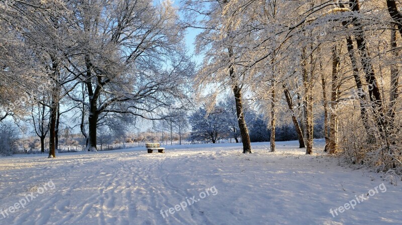 Snowland Country Winterland Country Snow Bench In Snow Wintry