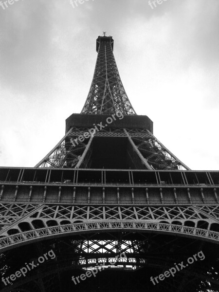 Paris Eiffel Tower Monument France In Black And White