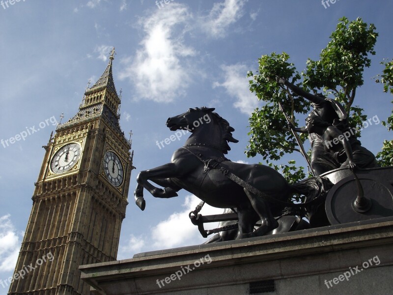 Big Ben London Sky Boudica's Horse Statue