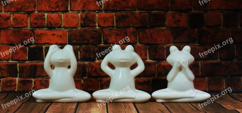 Not See Not Hear Do Not Speak Frogs Ceramic