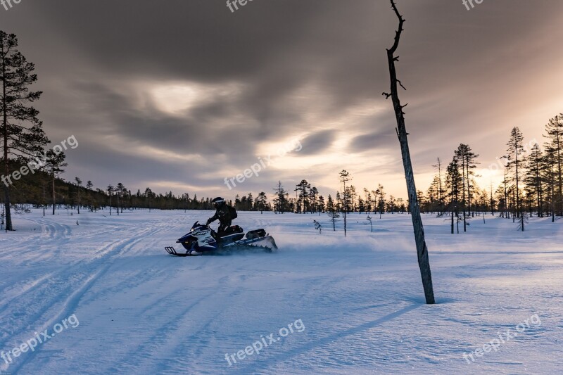 Lapland Polar Winter Snowmobile Winter Sport