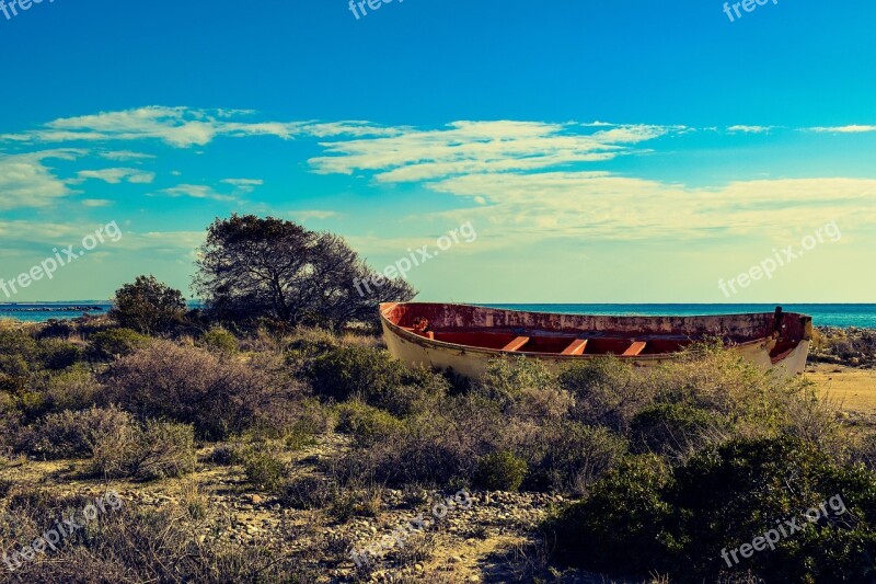 Beach Sea Landscape Boat Scenic