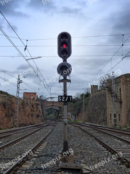 Traffic Light Red Stop Railway Train