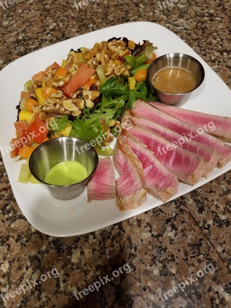 Seared Tuna Salad Wasabi Dipping Sauces Soy Ginger Dipping Sauce Free Photos