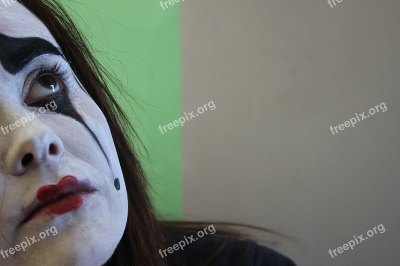 Mime Brown Eyes Face Painting Make Up Sad