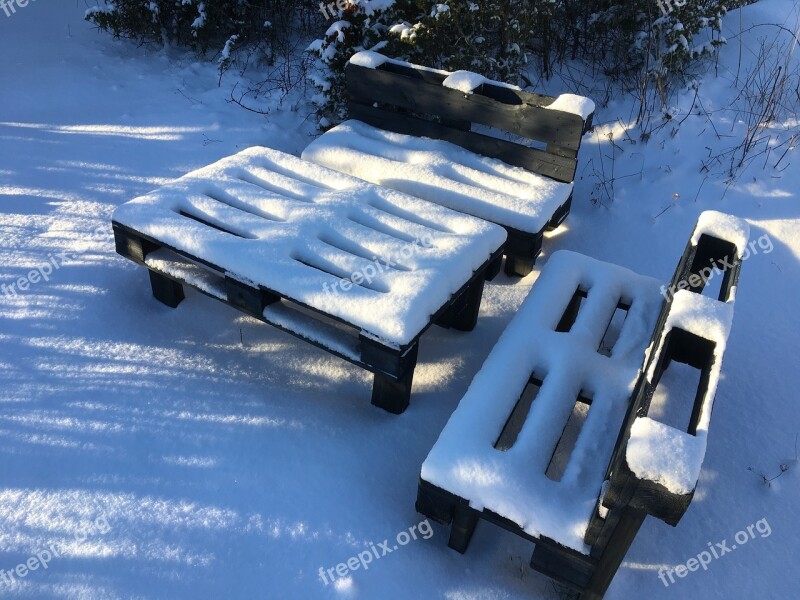 Snow Outdoor Furniture Shadow Free Photos