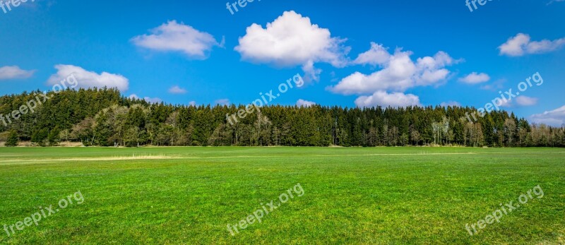 Panorama Landscape Nature Autumn Clouds