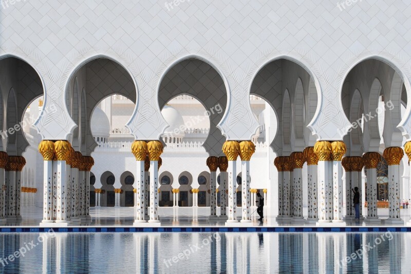 Abu Dhabi White Mosque Emirates Islam Architecture