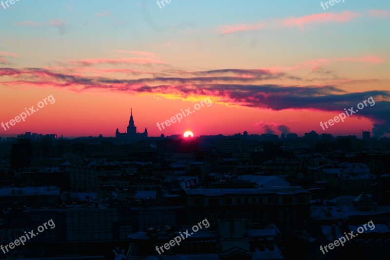 Moscow Sky Capital Winter Sunset Free Photos