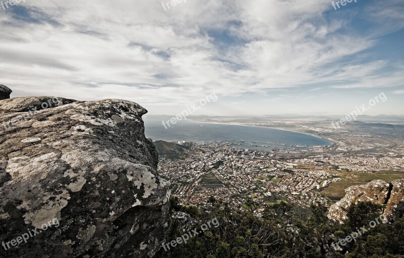 City Cityscape Rock Mountain Port