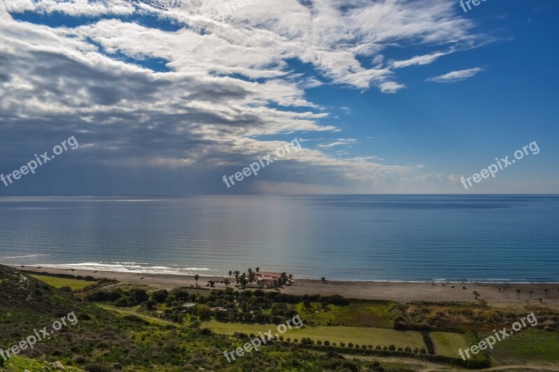 Cyprus Kourion Beach Landscape Sea Beach