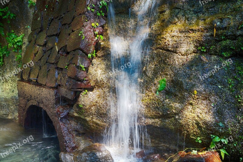 Waterfalls Rivers Channels Nature Leaves