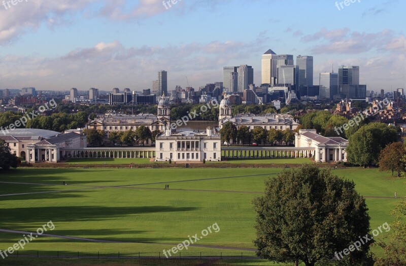 Greenwich Park London Canary Wharf River Thames Skyline