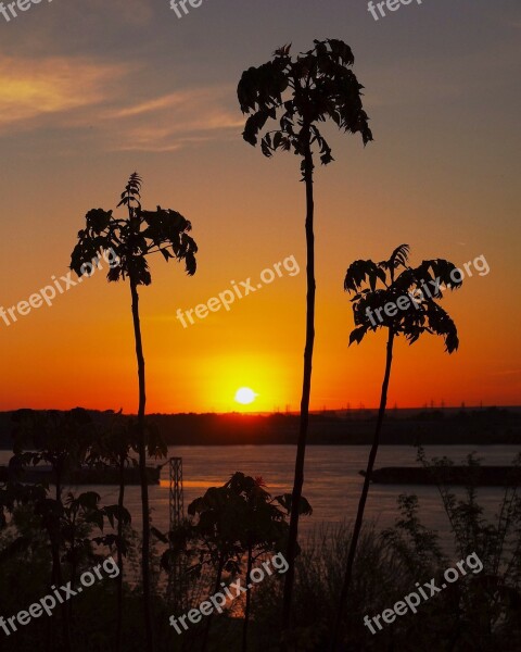 Danube Sunset Bulgaria Romania Free Photos