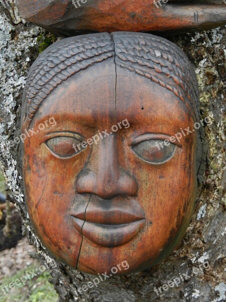 Wood Carving Portrait Afrikanerin Free Photos