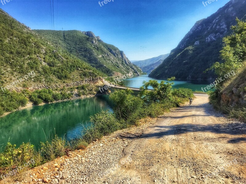 Beside Road River Gravel Motorcycle Alone