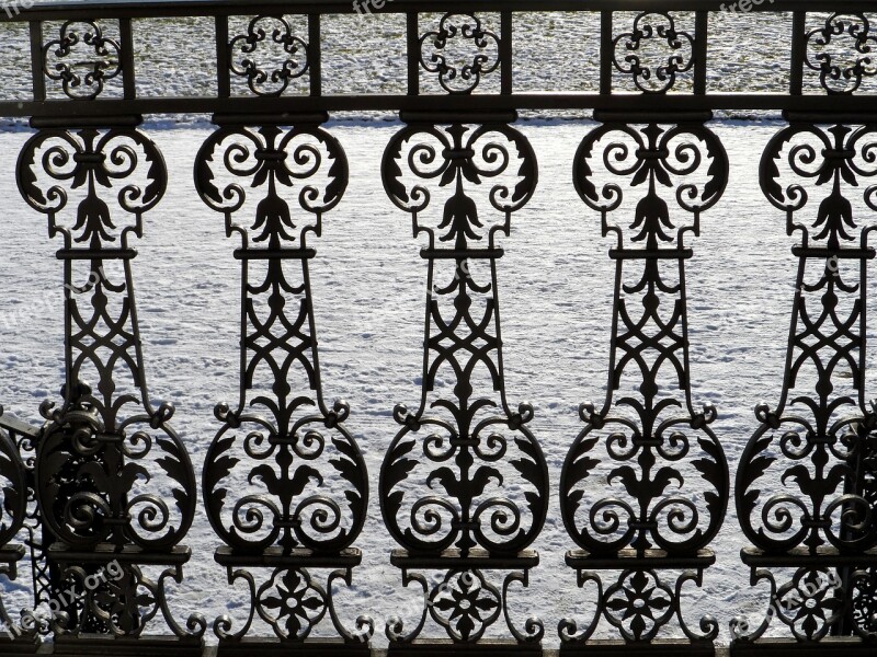 Railing Wrought Iron Snow Grid Winter