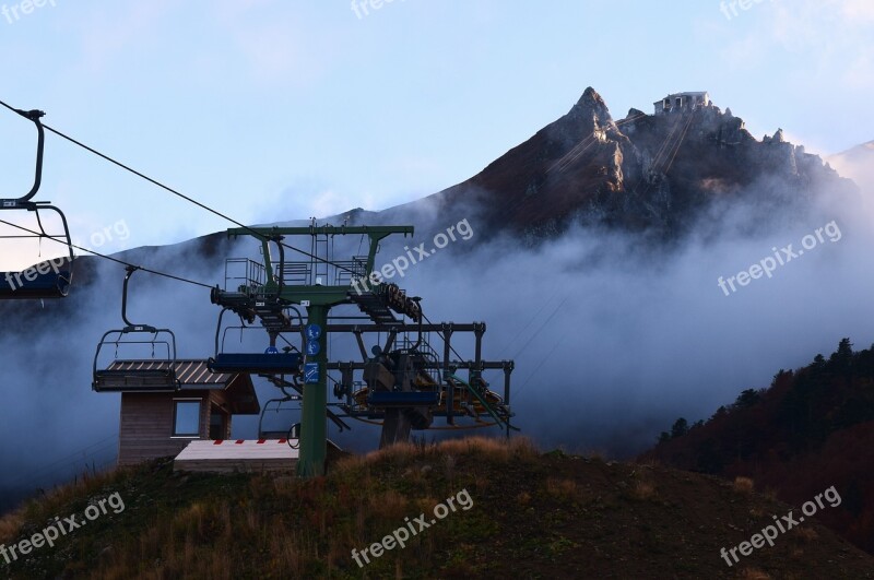 Mountain Chair Lift Mont Dore Ski Nature