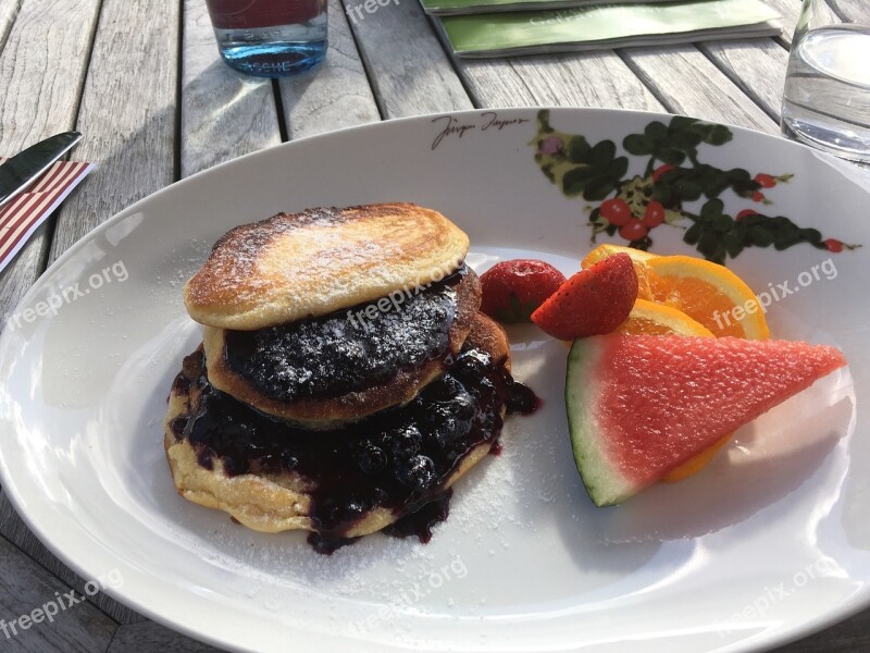 Breakfast Pancake Blueberry Pancakes Decorative Breakfast Plate Vacations