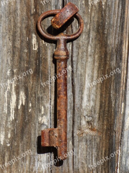 Door Key Iron Wood Old